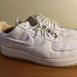 Rare Nike Air Force 1 Lux White Straw Italian Leather Men Size 12